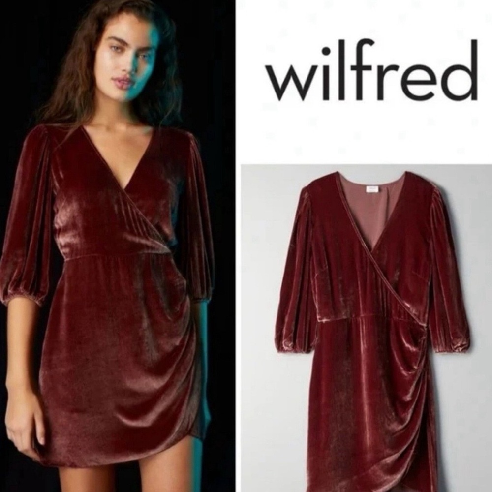 Wilfred Velvet Mini Dress - Burgundy